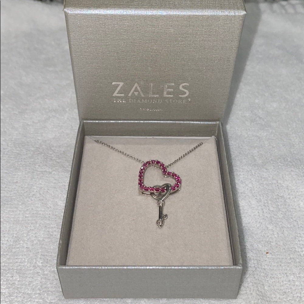 Zales ruby heart with key necklace